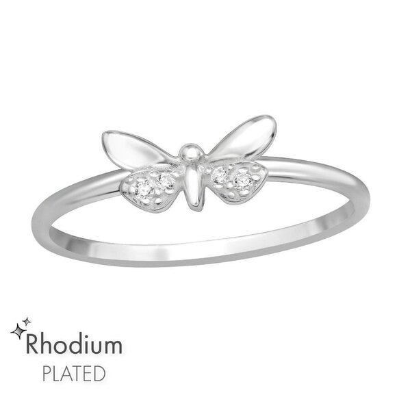 Martin Pere Jewelry - Rhodium and Sterling Silver 3D Dainty Butterfly Ring